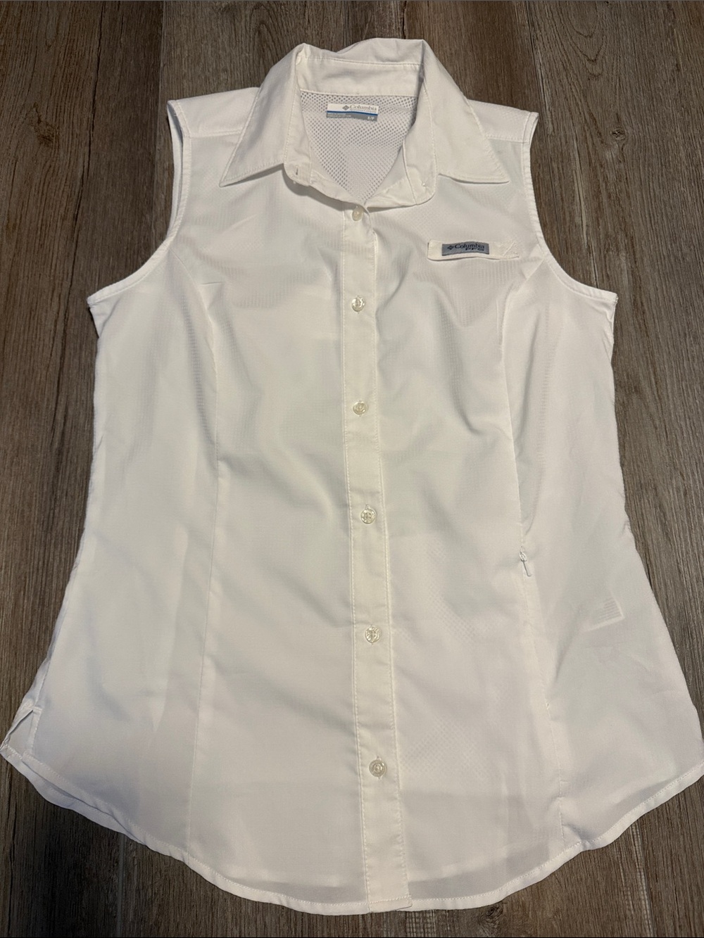 Columbia PFG White Sleeveless Button-Down Shirt